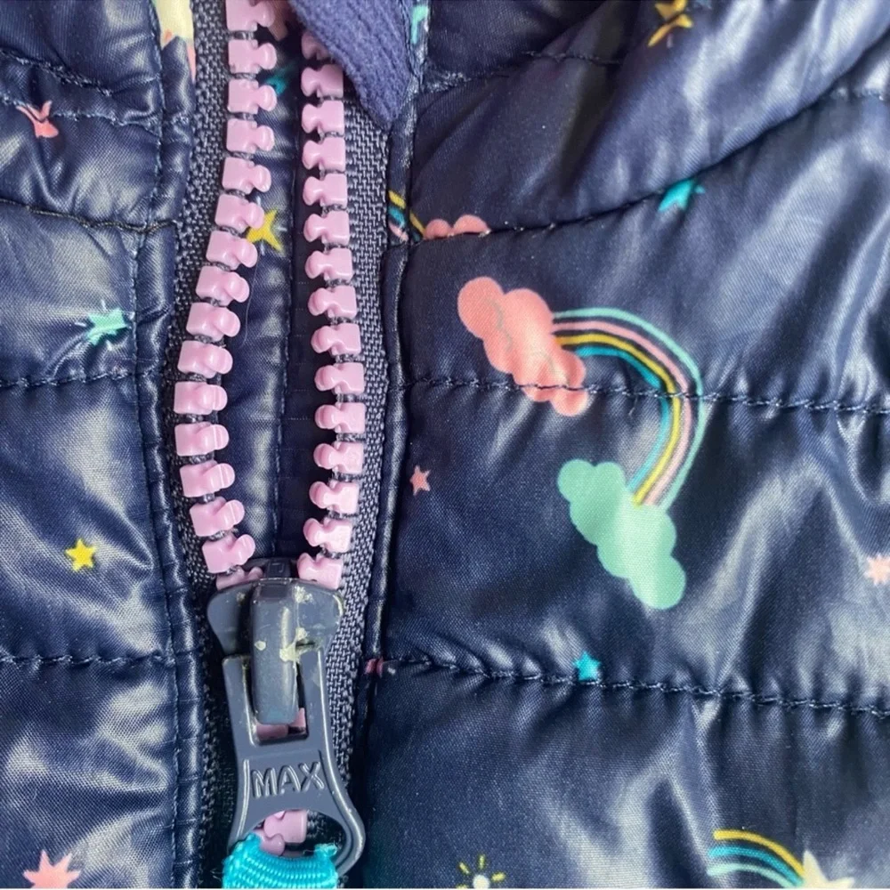 Cat & Jack Blue Unicorn Infant/Baby Girl's Midweight Puffer Hooded Jacket
